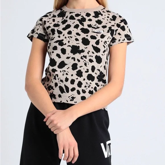 Vans Womens Animal Instinct Mini T-Shirt Cobblestone size S NWT - Picture 1 of 12